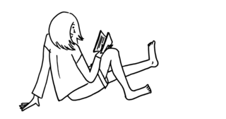リラックスして本を読む女性