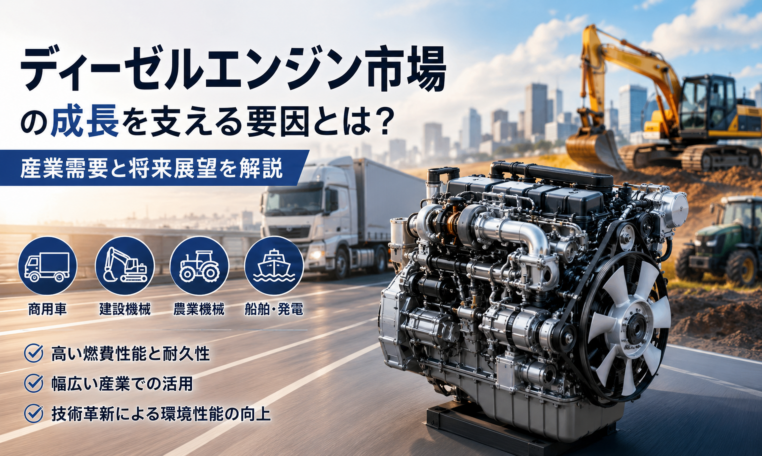 ディーゼルエンジン市場の成長を支える要因とは？産業需要と技術革新が市場を牽引