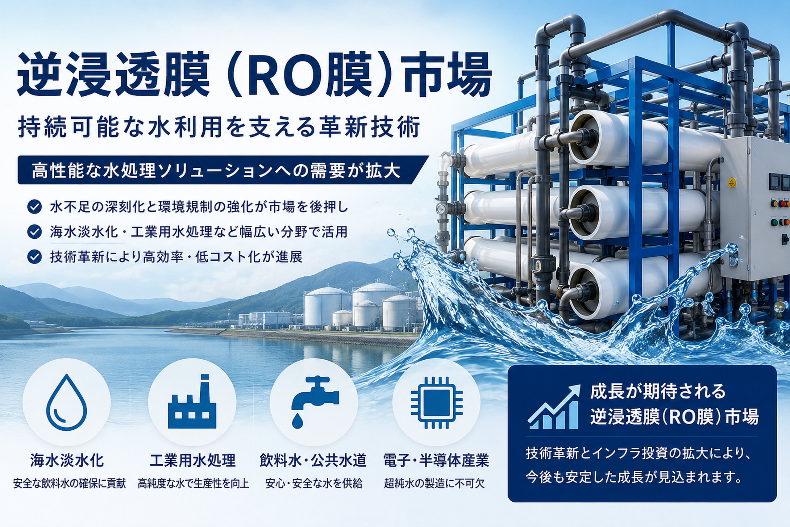 逆浸透膜（RO膜）市場の成長を支える水処理技術の進化