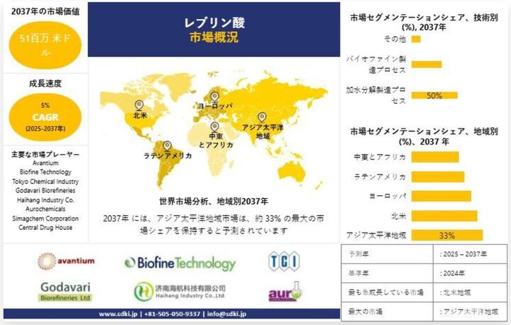 レブリン酸産業の機会、分析、動向、成長  概要 - 予測 - 2025-2037